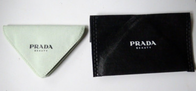 Prada Beauty Triangular Compact Beauty Make-up Mirror in a Light Green Pouch Neu