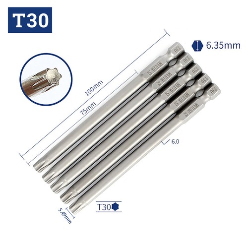 75-150mm Long Reach Torx Star Hex Security Bit Set Tamper Proof Screwdriver Bits - Picture 35 of 42