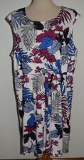 New Massini Dress 1X Front Drape Sleeveless Floral Leaves Sundress