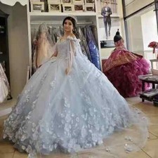 Vestido de baile de tul 15 años de quinceañera vestidos encaje lentejuelas cuentas vestido de novia