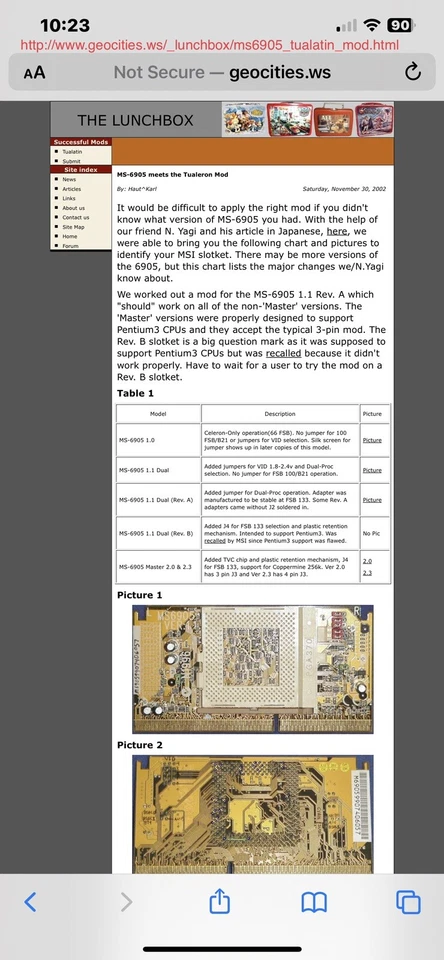 RARE MSI MS-6905 MASTER 2.0 SLOT 1 370 SLOCKET CPU ADAPTER with Pentium 3 SL5QV - Image 3 of 4