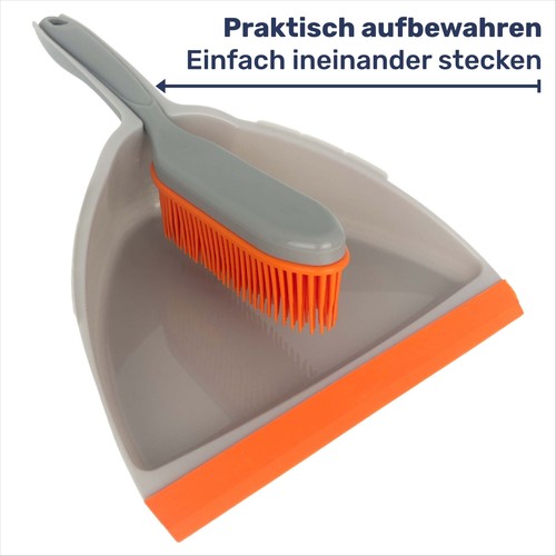 3-teilig Set Gummibesen Handbesen Schaufel Besen Kehrgarnitur Kehrblech Kehrset - Bild 6 von 11