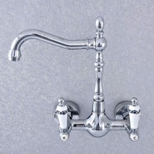 Polished Chrome Brass Kitchen Faucet Bathroom Sink Mixer Tap Wall Mount ssf546