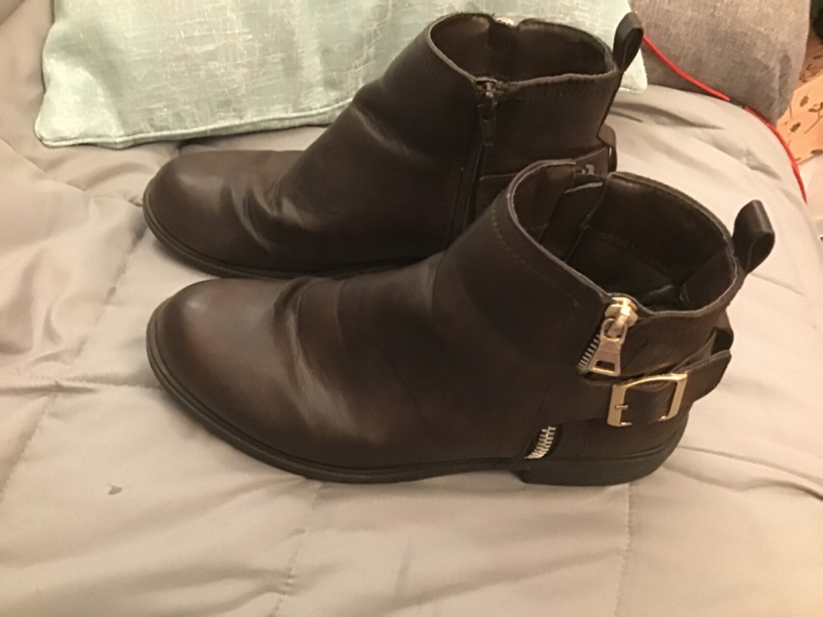 WOMENS BROWN ,WIDE FIT , LEATHER LOOK ANKLE BOOTS, PRIMARK SIZE 6 eBay