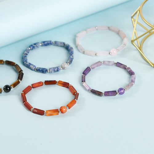Natural Healing Stone Bracelet 8mm Beads Chakra Crystal Energy Charm Bracelet - Picture 2 of 18