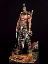 1/24 75mm Post-Apocalyptic Warrior Figurine Resin Model with Dual Blades and Gas