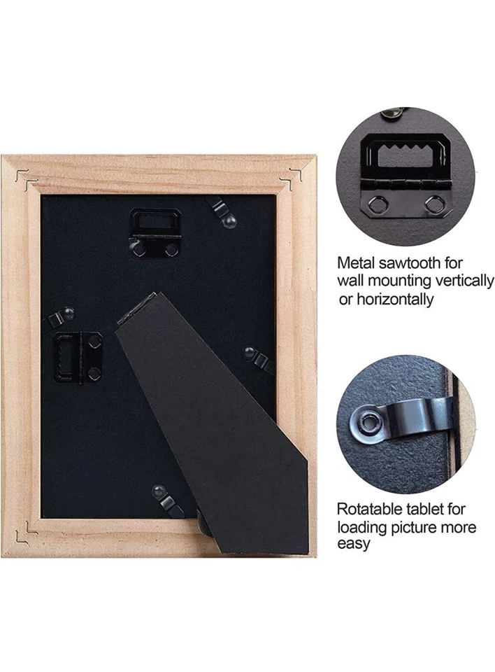 5x7 Distressed Wood PhotoFrame Set of 2 High Definition Glass for Wall/Tabletop - Image 4 of 4