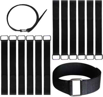 12 Inch Reusable Fastening Cable Straps - Hook and Fixing Straps - 12 Pack
