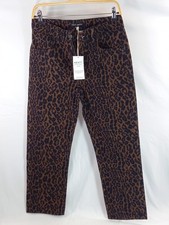Next Ladies Trousers Brown & Black  Animal Print  Pockets Straight 10Petite NWT