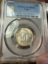 1917-P Type 1 Standing Liberty Quarter 25c PCGS AU58 FH