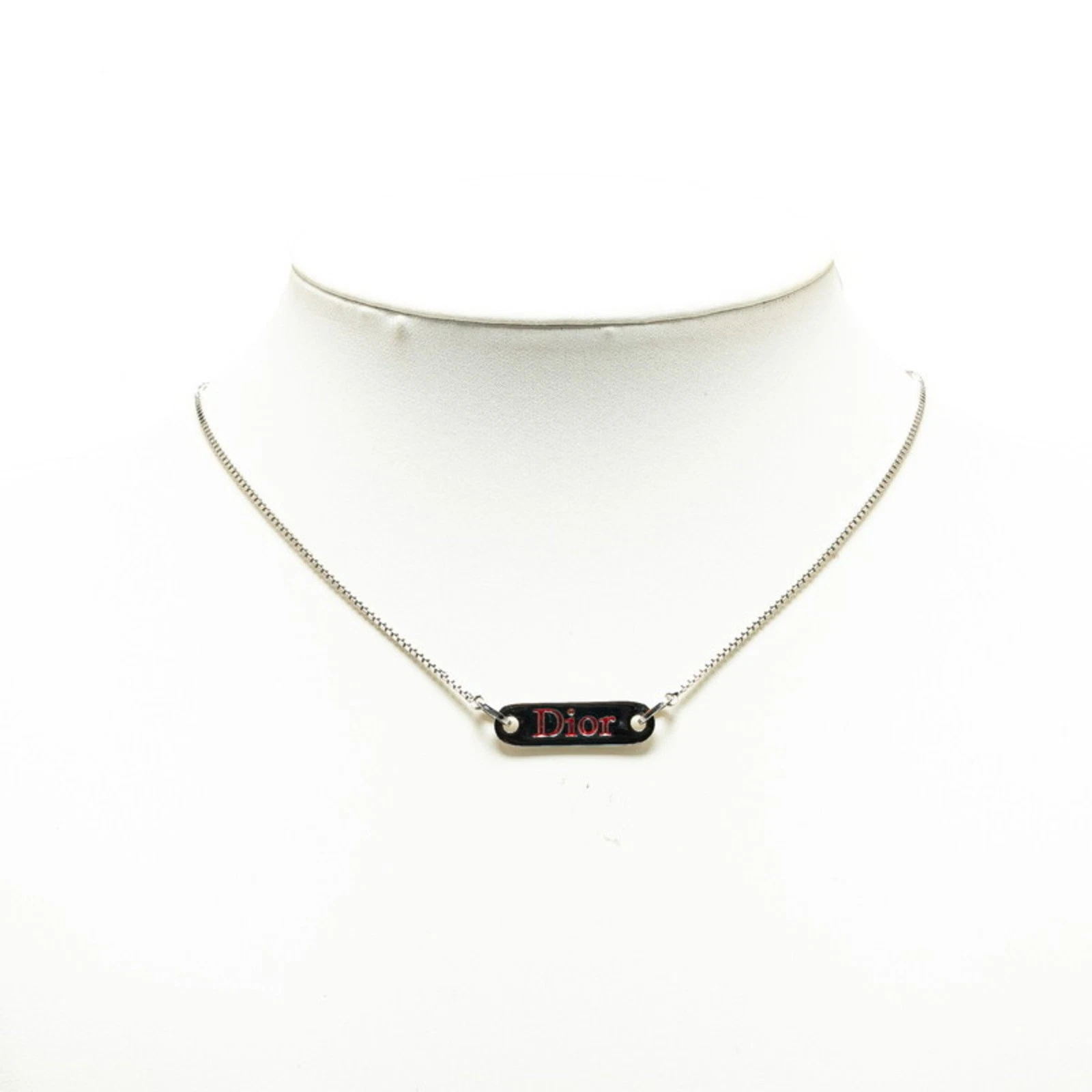 Collier Dior en métal argenté bijou authentique