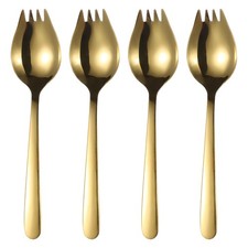 4Pcs Stainless Steel Spork, 5.9" Spork Fork-Spoon Combo for Dessert, Gold