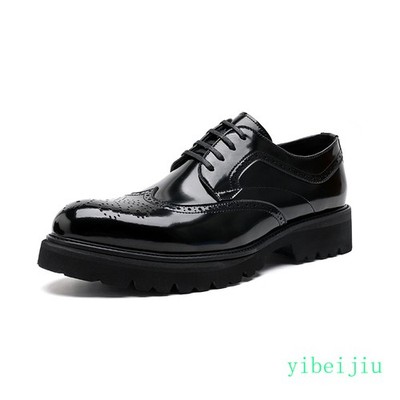 Men's Pointed Toe Dress Leather Shoes Wing Tip Brogue Platform Business Banquet
