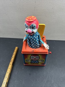 Vintage 1971 Mattel Jack In The Box METAL Music Crank Clown 🤡 Tin Toy WORKS