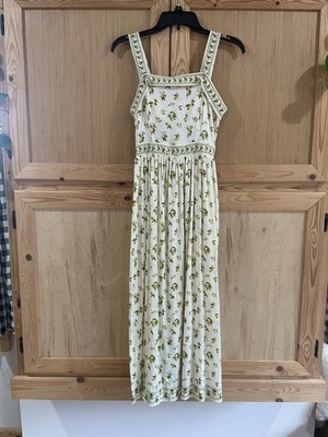 NWOT max studio London lemon pocketed modest maxi dress cottagecore prairie 