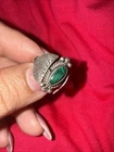 Vintage Native American Sterling Silver Feather Malachite Ring Size 6