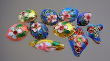 Vintage Cloisonne Metal Beads Mixed Shapes Qty:10 15mm