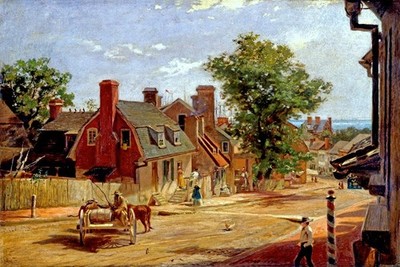 OLD ANNAPOLIS FRANCIS STREET MD 1876 PAINTING BY FRANCIS BLACKWELL MAYER REPRO 