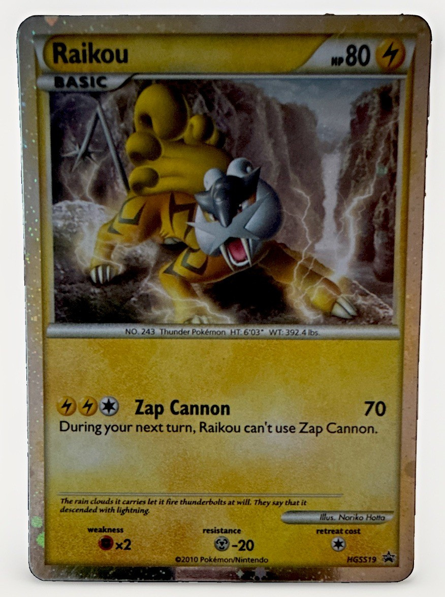 2010 Pokemon Raikou HGSS19 Black Star Promo Holo Card LP/NM