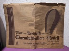 Antiker Modell-Bauplan Warmluftballon Gebr. Ashelm Berlin 1930er Bausatz komplet