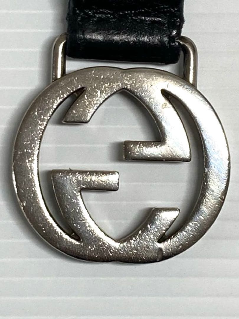 GUCCI Leather Keychain Black Interlocking GG Key … - image 8