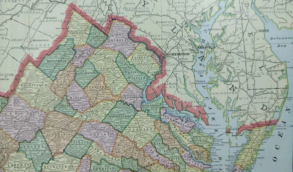 Mapa vintage de Virginia 1903 22"x14" antiguo original CHESTERFIELD RICHMOND VA Foto 4 de 4