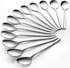 Korean Stainless Steel Spoons 8 Inch Long Handles 12 Pieces Dining Set