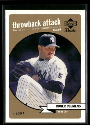 1999 Upper Deck Retro #T4 Roger Clemens Throwback Attack Level 2 #/500