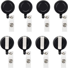50 Retractable Badge Reel Clips for ID Cards Name Tags Keys Black