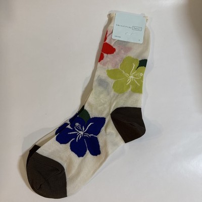 RARE FIND Hansel From Basel Women's One Size Sheer Floral Crew Socks NWT