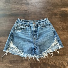 American Eagle Women's Blue High Rise Denim Jean Shorts Stretch Size 6