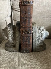 Hand Carved Stone Lion Head Original Book End Statue Sculpture Mukuna Heavy Rock