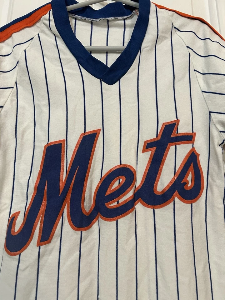 Vintage New York Mets Sand Knit Jersey Shirt Youth Medium Pin Stripe MLB USA - Image 3 of 4