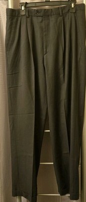 Cosani Mens Dress Pants 32x30 Charcoal Gray Pleated Cuffed Trousers 