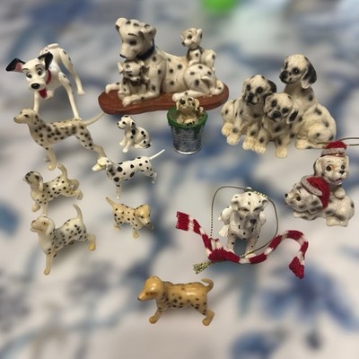 Vintage Dalmatian Figurine Toy & Ornament Lot of 13  With Various Makers