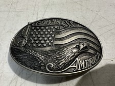 Nocona God Bless America Buckle American Flag Stars  Stripes Belt Buckle