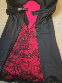 ANN SUMMER VALENTINES BLACK & RED  NEGLIGEE/ BASQUE SIZE 8-10 B/C Cup 