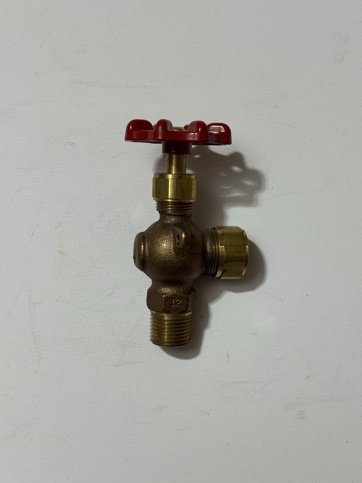 Bronze 2-Port Shut-Off Service Valve Red Handwheel Threaded Plumbing Valve