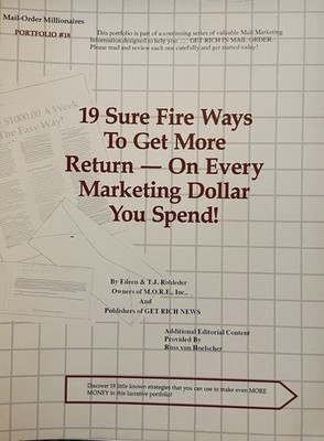Russ Von Hoelscher 19 Sure Fire Ways Get More Return On Every Marketing Dollar