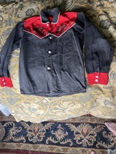 Vintage 60s 70s Embroidered Western Cowboy Horse Farm Button Shirt Children  s