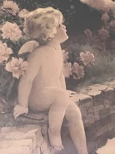 Antique Bessie Gutmann Print Signed "The Butterfly" Early 20th Century Botanical