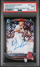 2025 Bowman Draft Chrome Prospect Autographs Liam Doyle BLK X Fractor /10 PSA 9