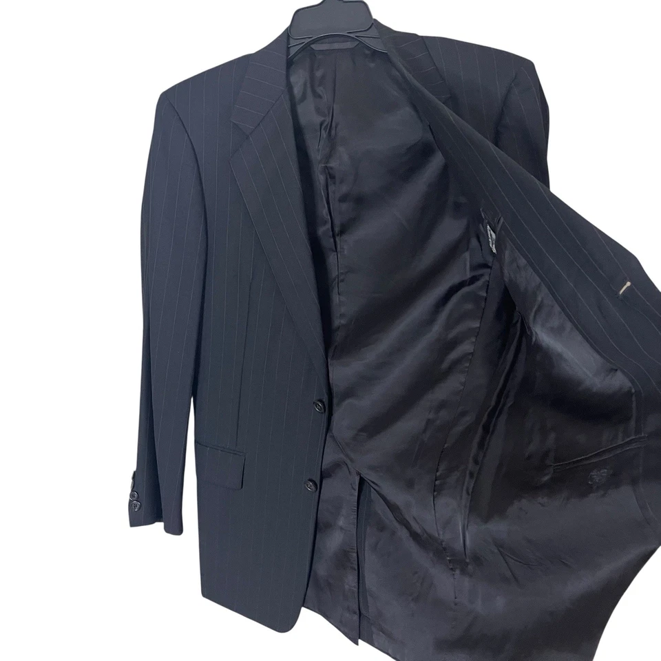 Hickey Freeman 2pc Suit Men’s 38R Black Loro Piana Tasmanian Super 120s Wool - Image 3 of 4