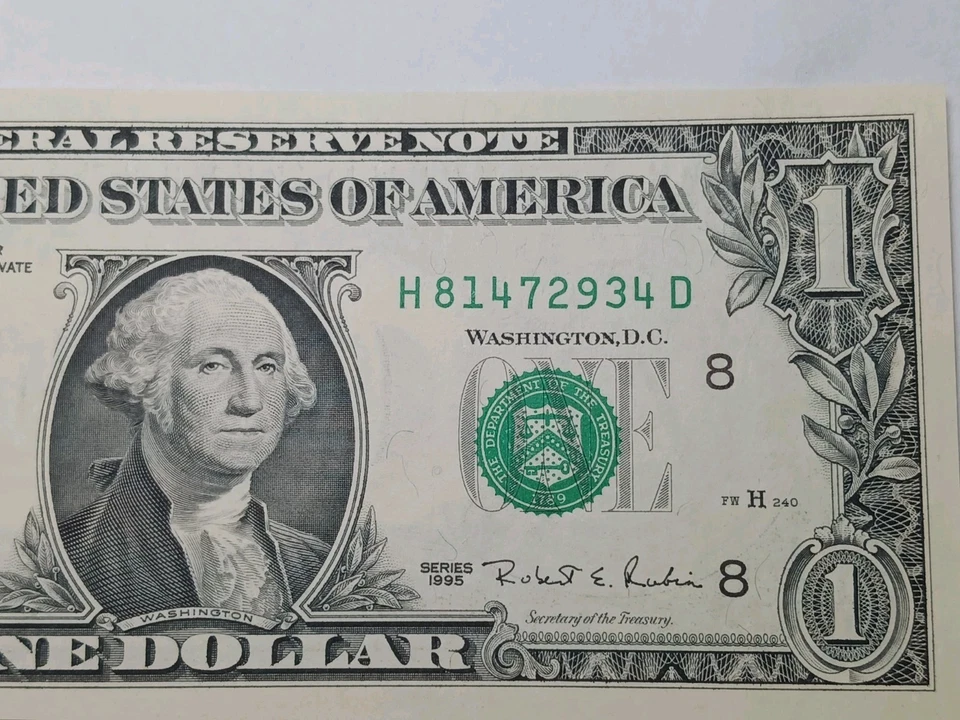 1995 $1.00 Federal Reserve Notes  Consecutive Serial Numbers - Choice UNC - Image 4 of 4