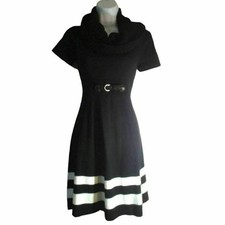 Jessica Howard Black White Cowl Neck Sweater Dress Size PS NWT