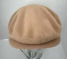 Bedford Boston Newsboy Cap Hat Tan Snap Down Brim Size 7 1/8 Fitted Wool 1950s