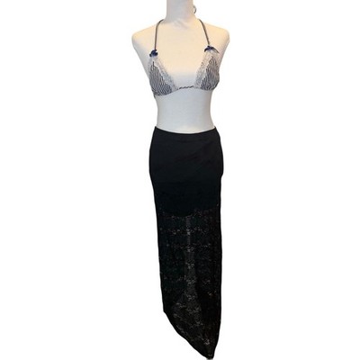 Lily White Black Lace Maxi Skirt Womens XS Sheer Lace Boho Goth Festival