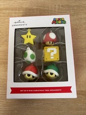 Nintendo Super Mario 1" Miniature Set of 6 Mini Hallmark Christmas Ornaments NIB
