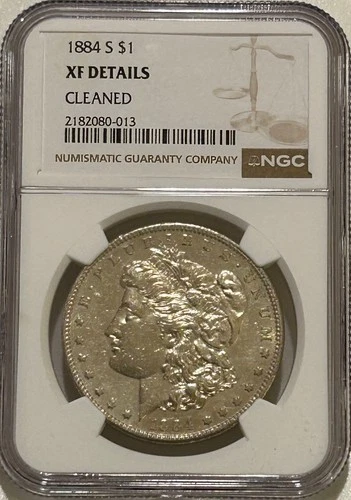 1884 S Morgan Silver Dollar NGC XF Details Tougher Date Morgan