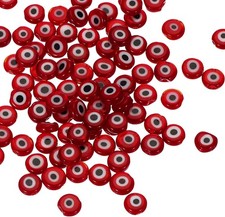 PATIKIL 6mm Flat Evil Eye Beads, 100 Pcs Turkish Evil Eye Charm Round Shape S...
